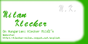 milan klecker business card